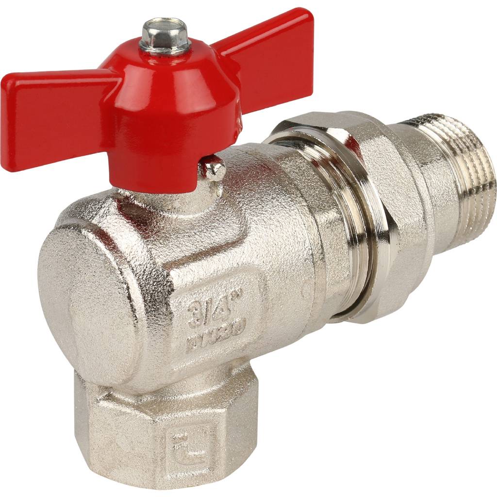 Кран шаровой Itap угловой полнопроходной IDEAL 298 3/4 (бабочка), американка