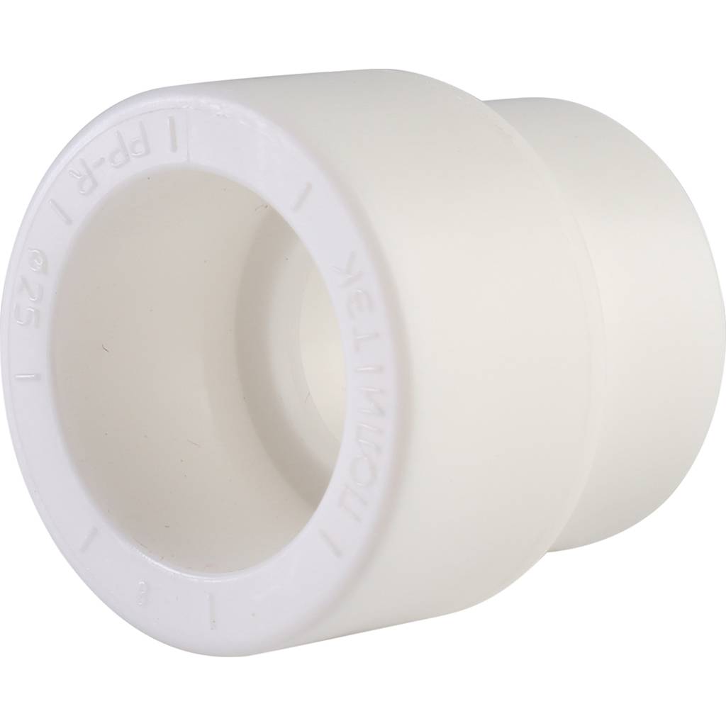 Муфта переходная Политэк 25х20 внутр./внутр. для полипропиленовых труб под сварку (цвет белый), 9000002520