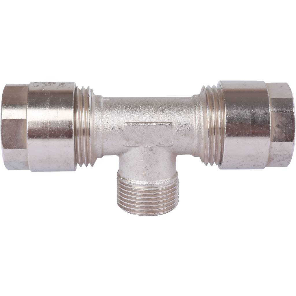 Тройник с нар.резьбой Prandelli Multyrama (26х3,0х3/4) для металлопластиковых труб винтовой, 103.07.12.6