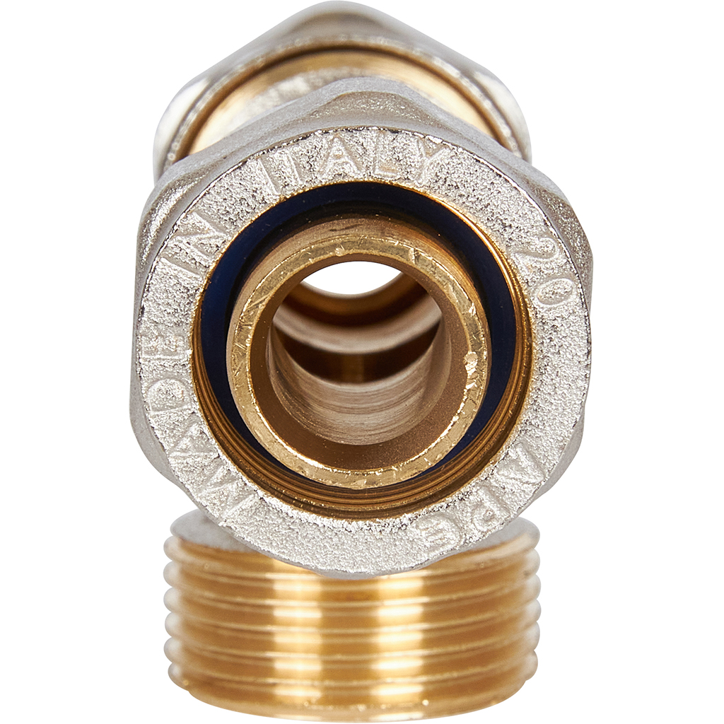 Тройник-переходник STOUT с наружной резьбой 3/4 х20 для металлопластиковых труб винтовой, SFS-0011-003420