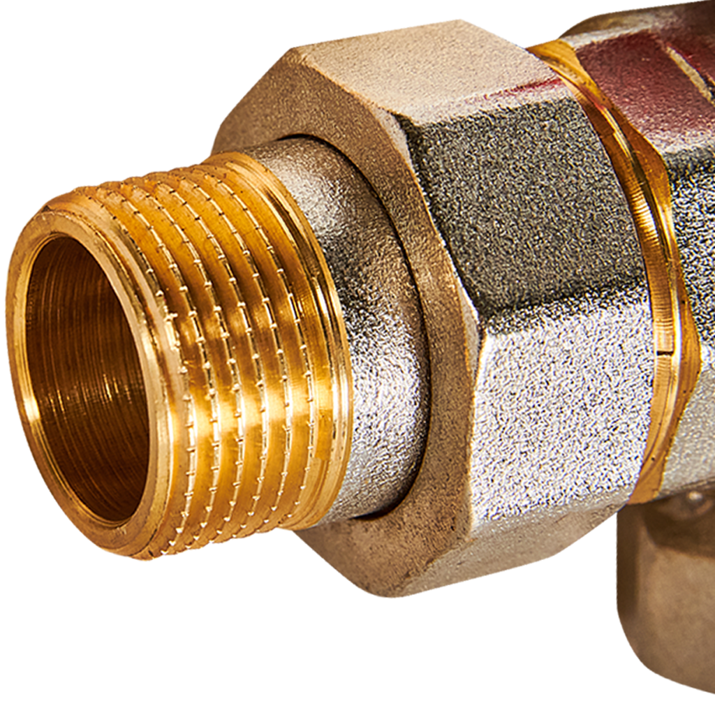 Кран шаровой угловой с американкой ROMMER ВР/НР, ручка бабочка 3/4