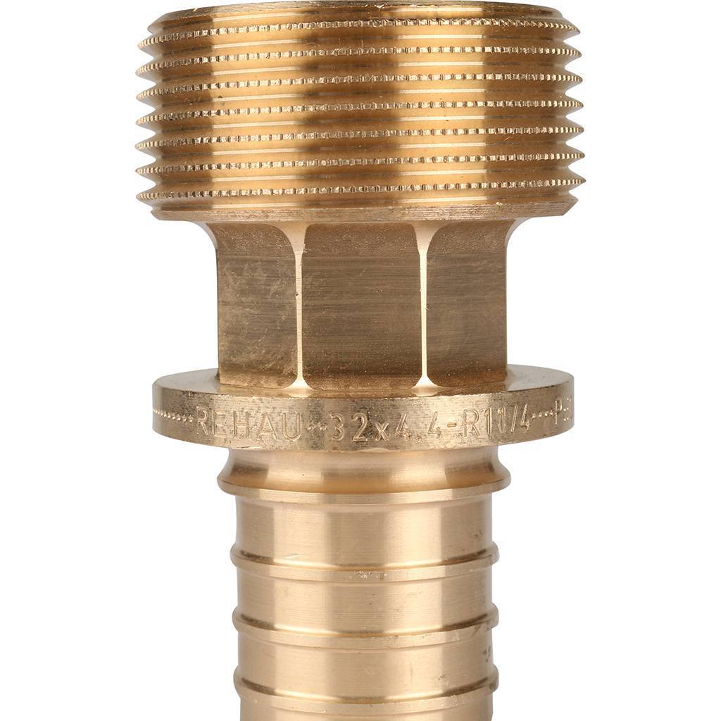 Переходник РЕХАУ RAUTITAN с наружной резьбой 32-R 1 1/4 RX+ для труб из сшит полиэтил аксиальный, 14563221001