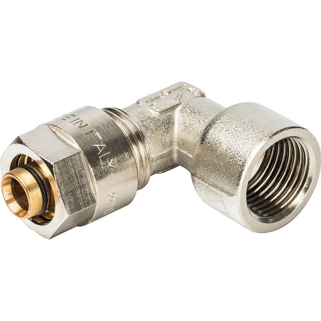 Угольник 90 с внутр.резьбой Prandelli Multyrama (16х2,0х1/2) для металлопластиковых труб винтовой, 103.04.51.6