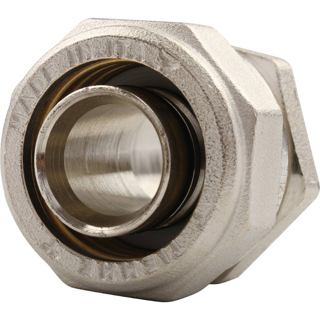 Муфта TIEMME с наружной резьбой (26х3.0х3/4) для металлопластиковых труб винтовой, 1600010