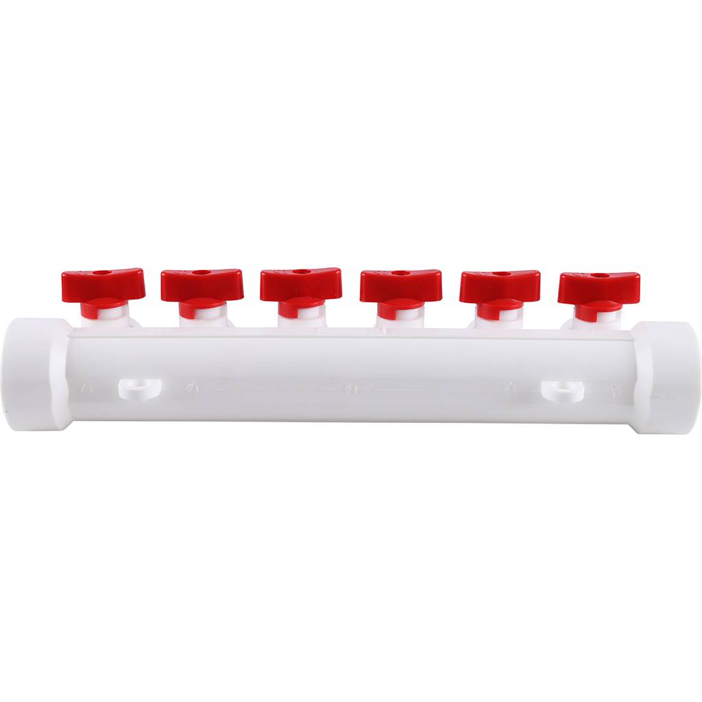 Коллектор с воздухоотводчиком и запорными кранами Kalde (6 выходов)