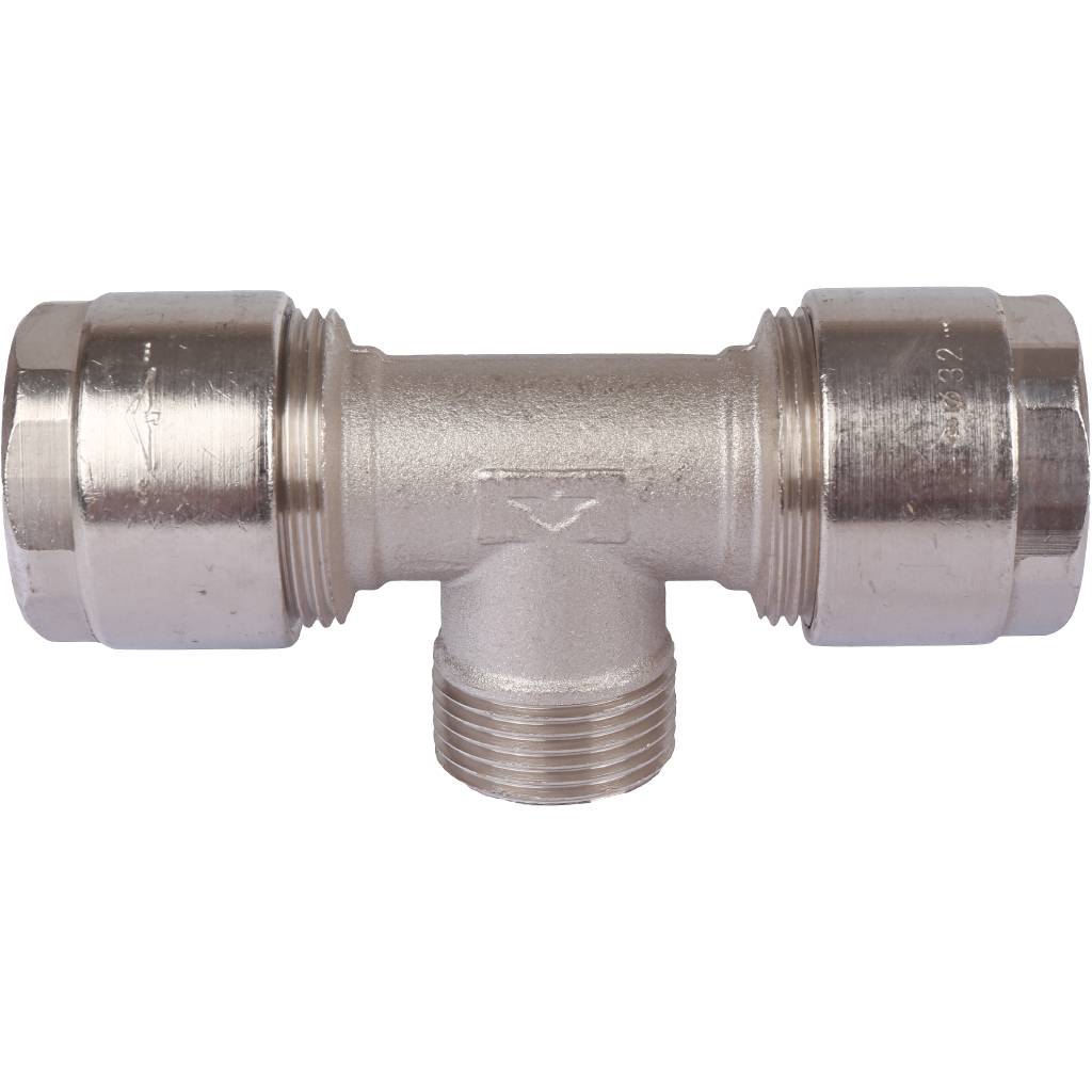 Тройник с нар.резьбой Prandelli Multyrama (32х3,0х1) для металлопластиковых труб винтовой, 103.07.13.2