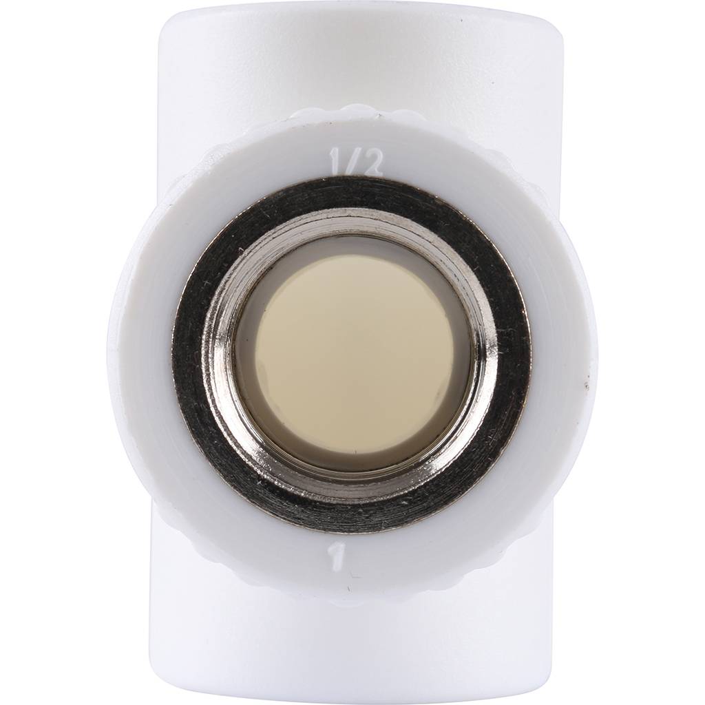 Тройник Kalde с внутренней резьбой 25х1/2 для полипропиленовых труб под сварку (цвет белый), 3222-tfo-250b25