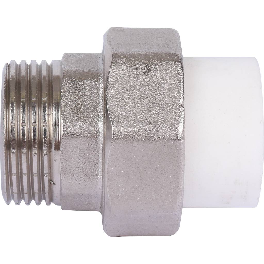 Муфта разъемная Kalde 20х3/4 с наружной резьбой серии ЕСО для полипропиленовых труб под сварку (цвет белый)