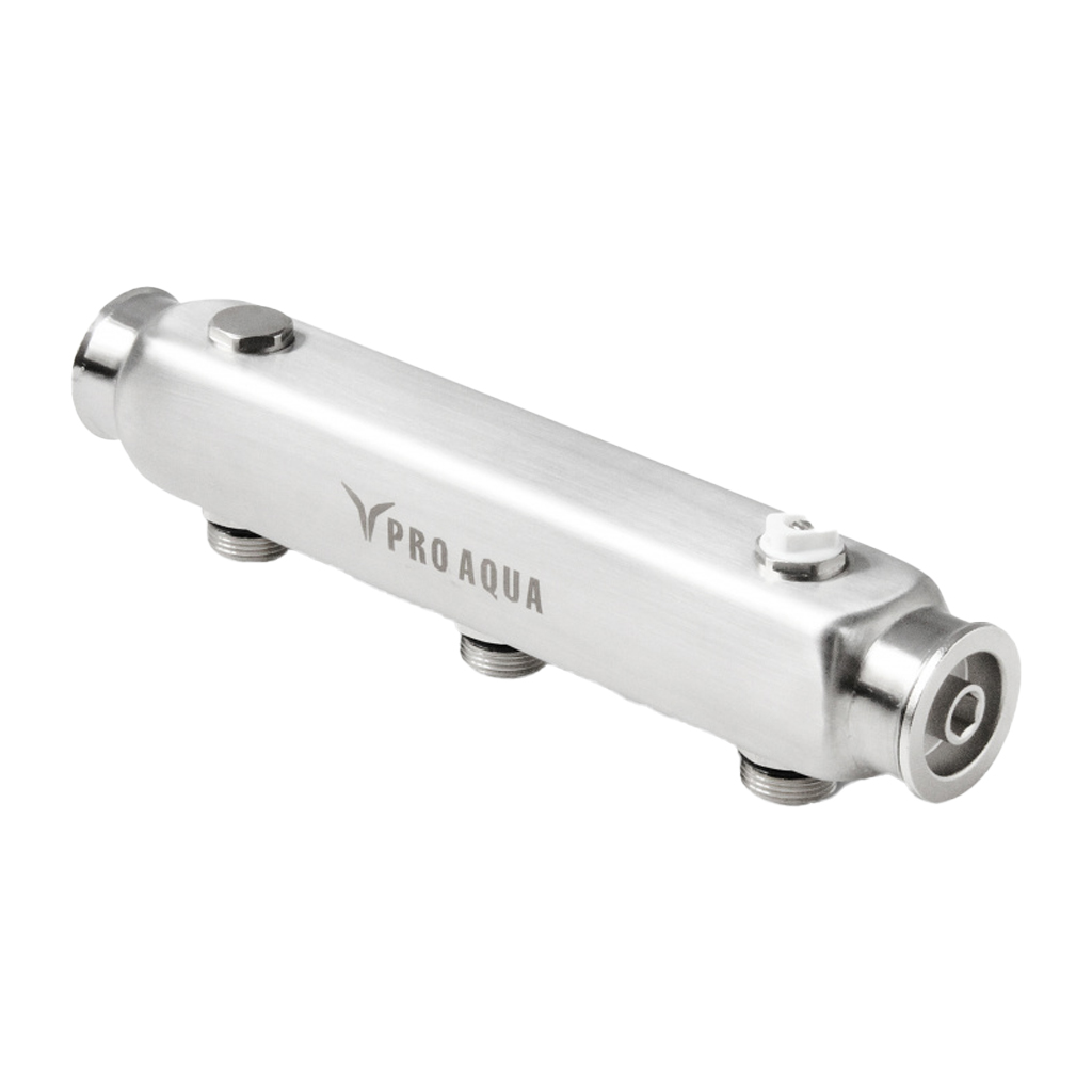 Коллектор из нержавеющей стали с межосевым расстоянием 100 мм Pro Aqua 3 выхода, 290 мм, 1 1/4 x 3/4