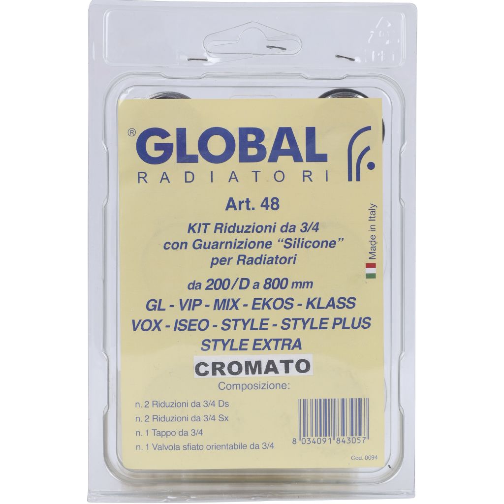 Присоединительный набор для радиатора Global 011048 CHROME Global KIT 3/4 (цвет хром.)), A048KIT3/499