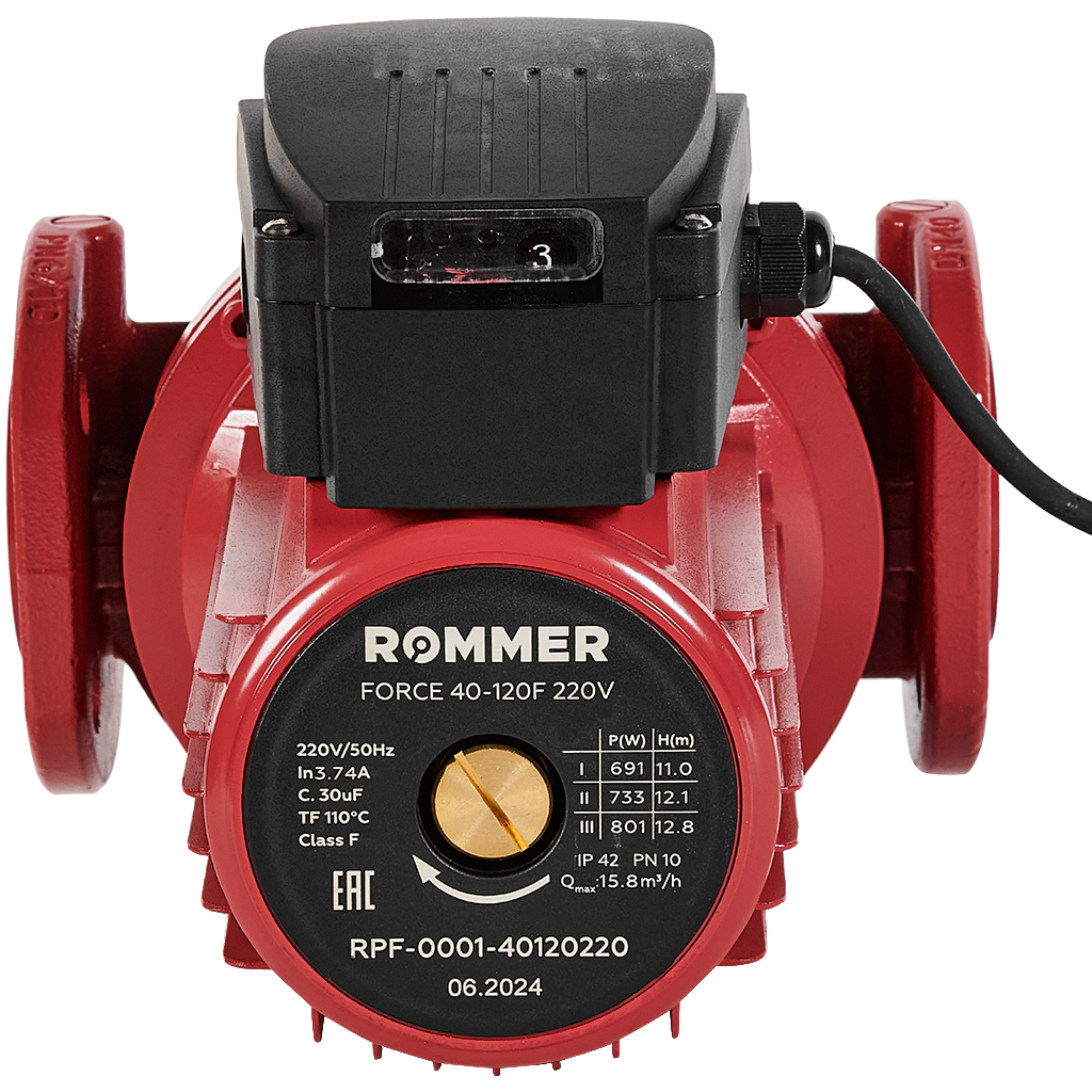 Насос циркуляционный фланцевый ROMMER PRF трехскоростной 40-120F 220V