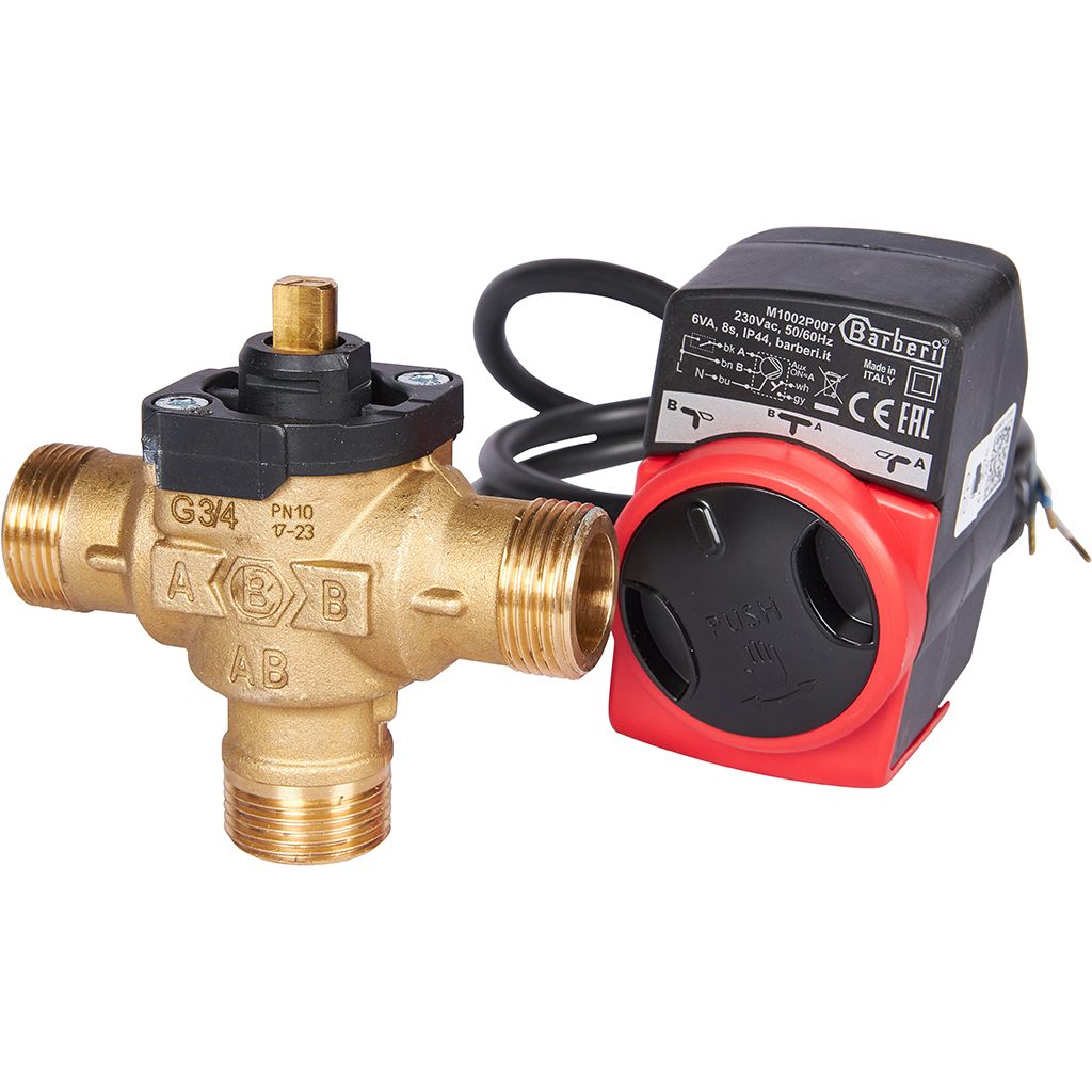 3-Ходовой зональный клапан, сервопривод 230V STOUT с кабелем 1м,, НР 3/4, SVM-0170-300020