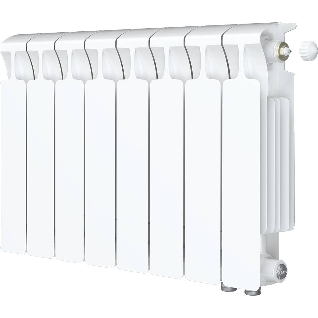 Радиатор биметаллический RIFAR MONOLIT VENTIL 350 MVR 8 секций нижнее правое подключение (белый RAL 9016), 3RM35.VR-8
