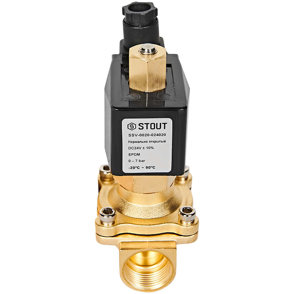 Клапан соленоидный (электромагнитный) STOUT прямого действия НО 24В G3/4 SSV-0020-024020