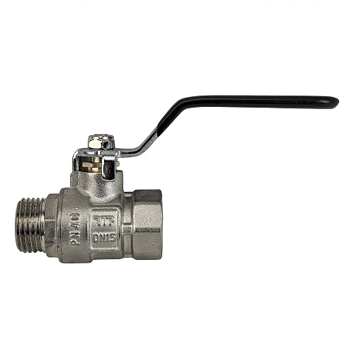 Кран шаровой ГОСТ ручка рычаг, латунь, внутренняя/наружная резьба  1/2,PN40 никель, RTP