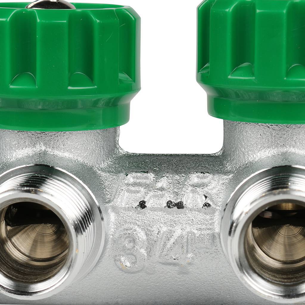 Коллектор распределительный FAR 3/4 , проходной, хромированный, 4 отвода 1/2  ЕК