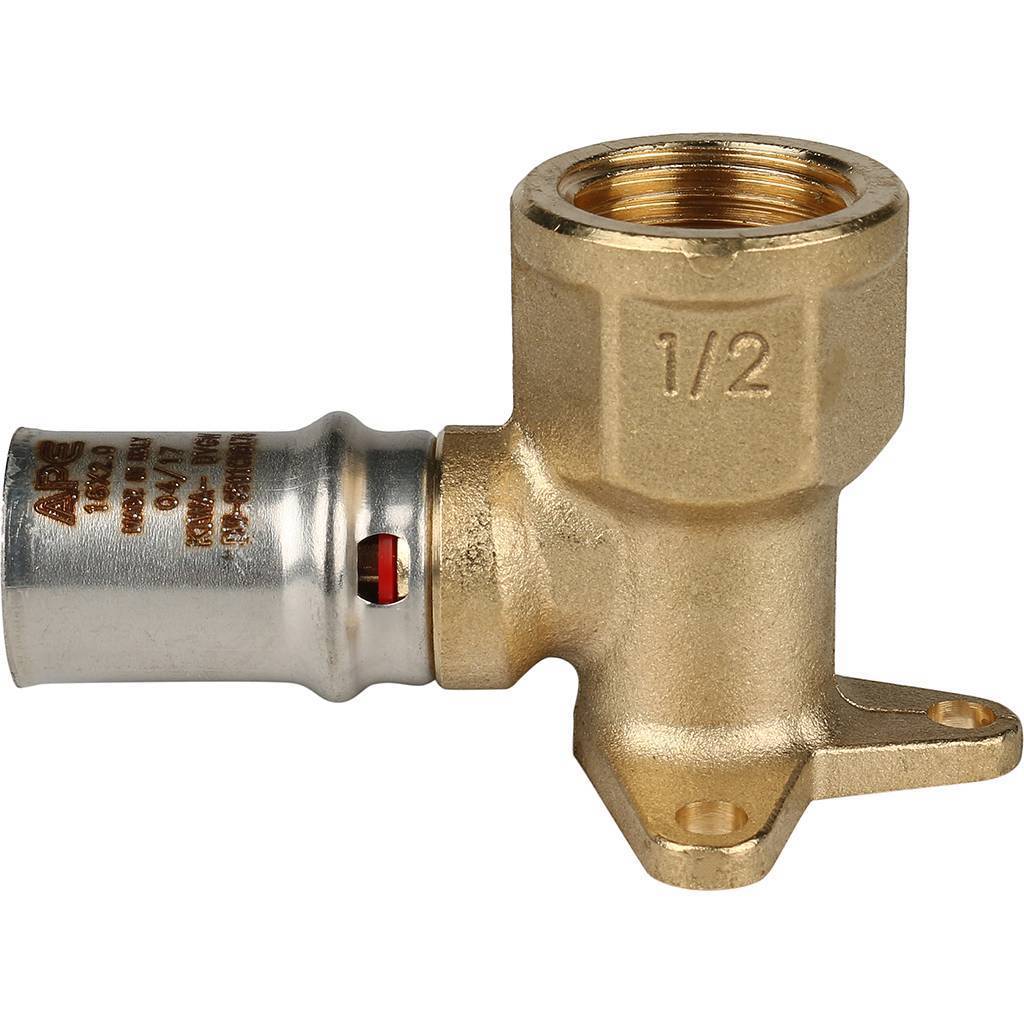 Угольник STOUT настенный с креплением короткий 1/2 х16 для металлопластиковых труб прессовой, SFP-0018-001216