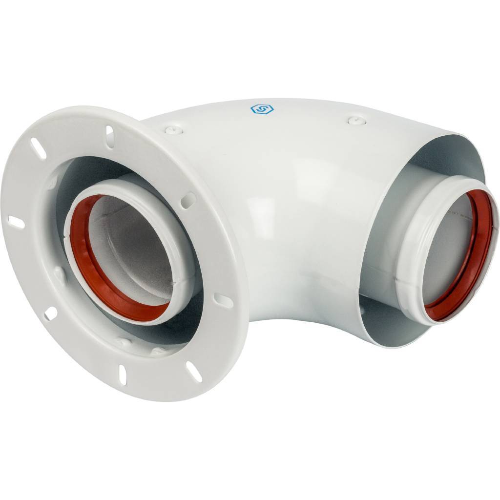 Адаптер для котла угловой STOUT DN60/100 90° коаксиальный (совместимый с Bosch, Buderus)(с логотипом)