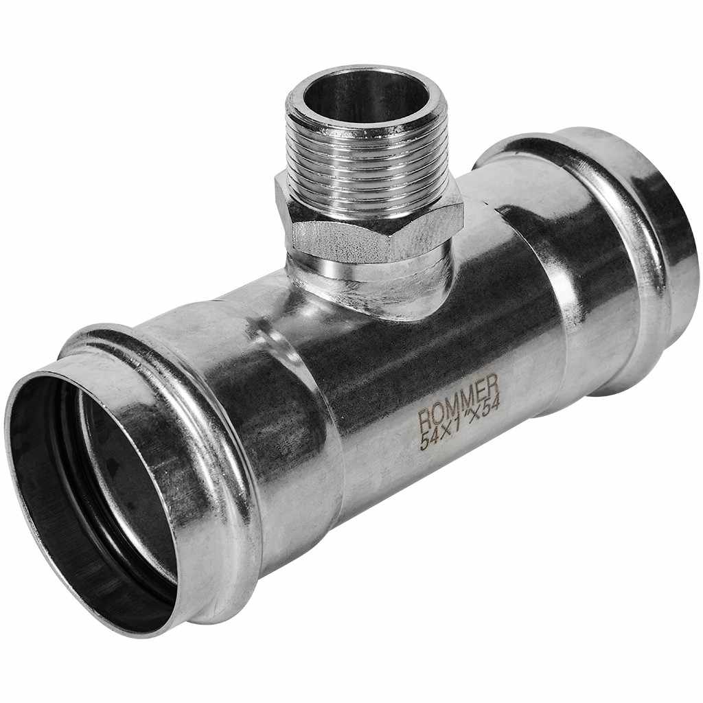Тройник-Переходник ROMMER ВПр-НР, 54х1, из нержавеющей стали прессовой, RSS-1016-000541