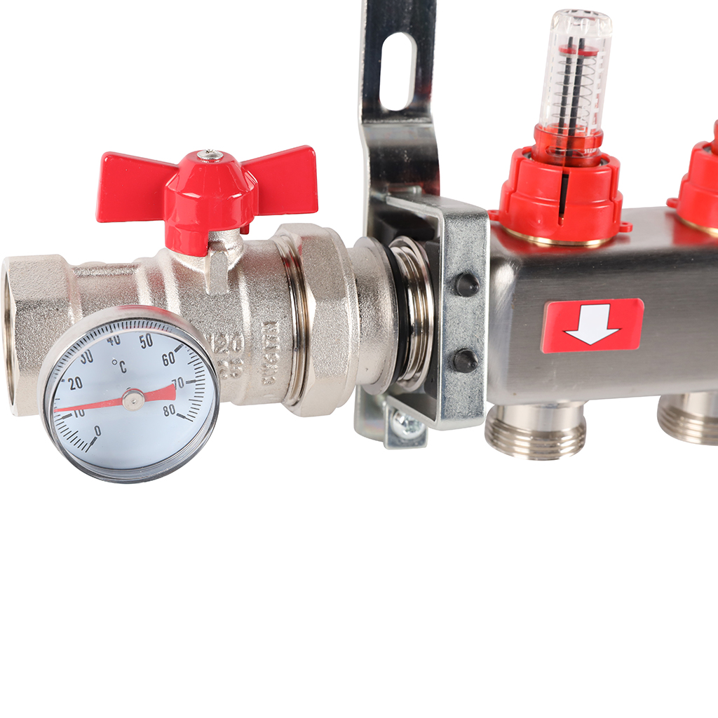 Коллектор из нержавеющей стали в сборе с расходомерами ROMMER 11 выходов, RMS-1210-000011