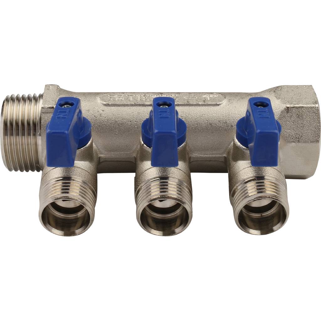 Коллектор TIEMME (1/2)х1 с кран. на 3 выхода