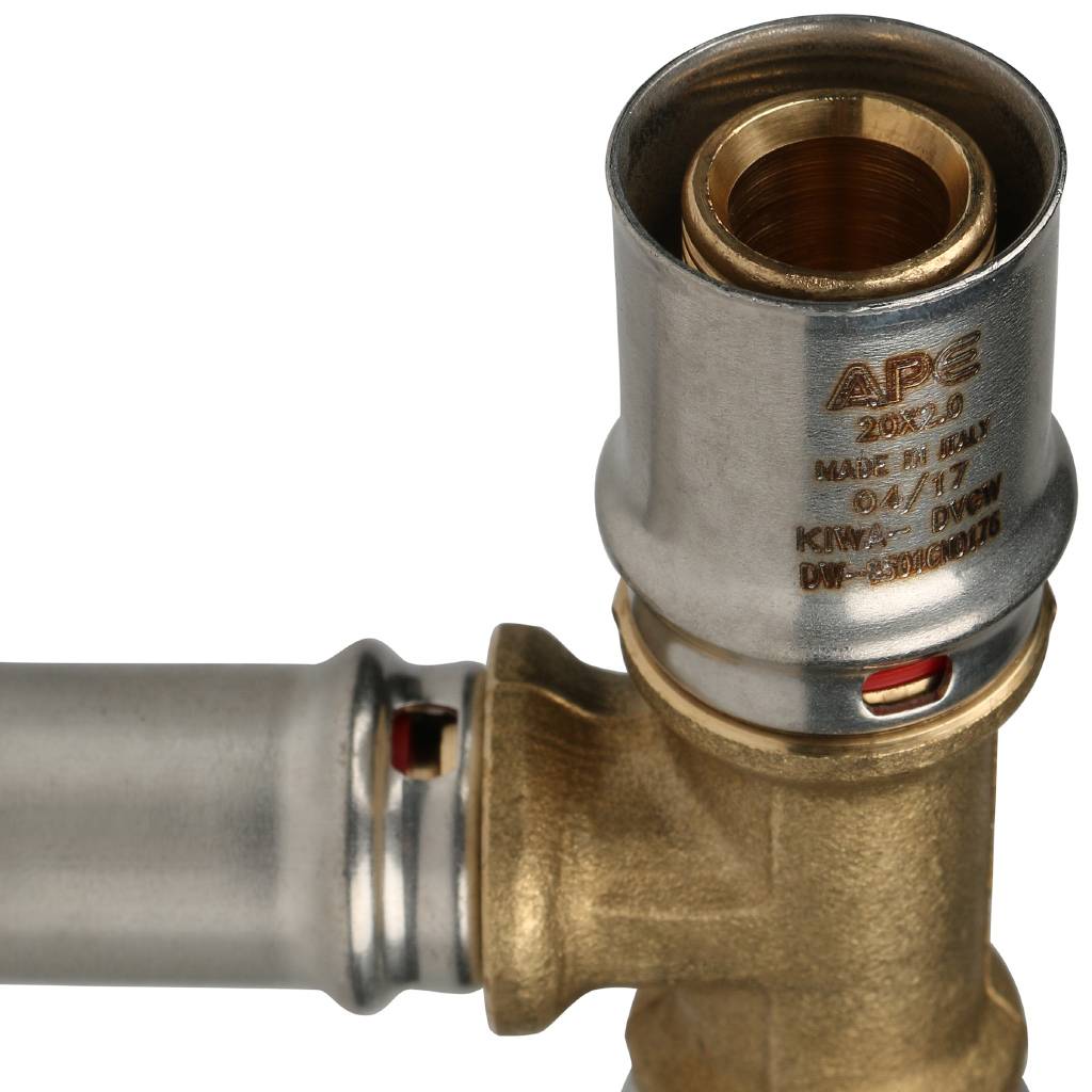 Тройник переходной STOUT 20х16х20 для металлопластиковых труб прессовой, SFP-0005-201620