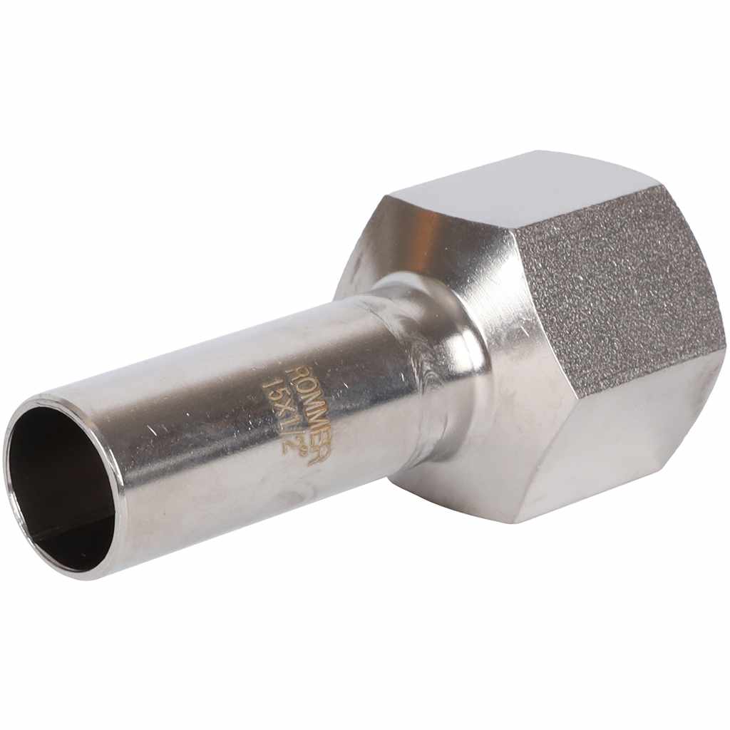 Вставка ROMMER переходная НПр-ВР, 15х1/2, из нержавеющей стали прессовой, RSS-1023-001512