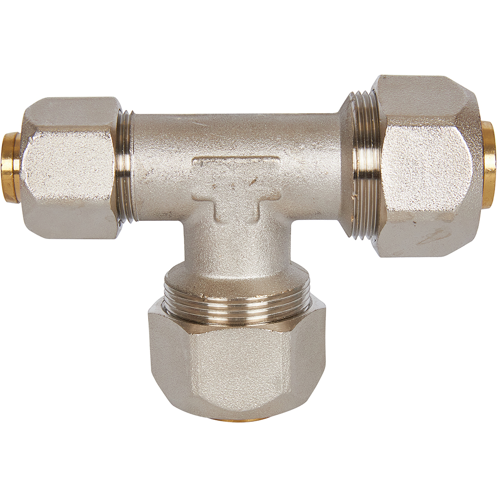 Тройник переходной STOUT 26х26х20 для металлопластиковых труб винтовой, SFS-0010-262620