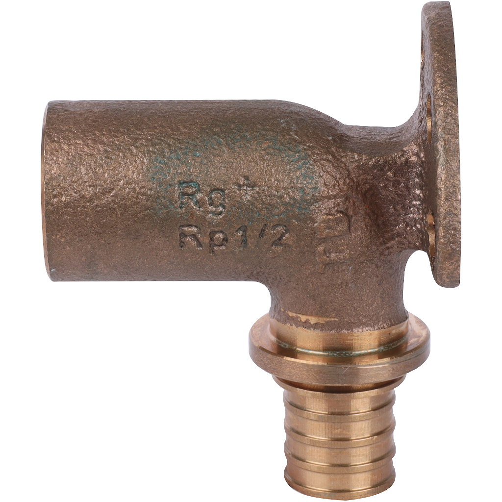 *14563721001(13661131001) РЕХАУ RAUTITAN Угольник настенный с внутр. резьбой 20-Rp 1/2 длинный, 59 мм RX+ для труб из сшитого полиэтилена аксиальный