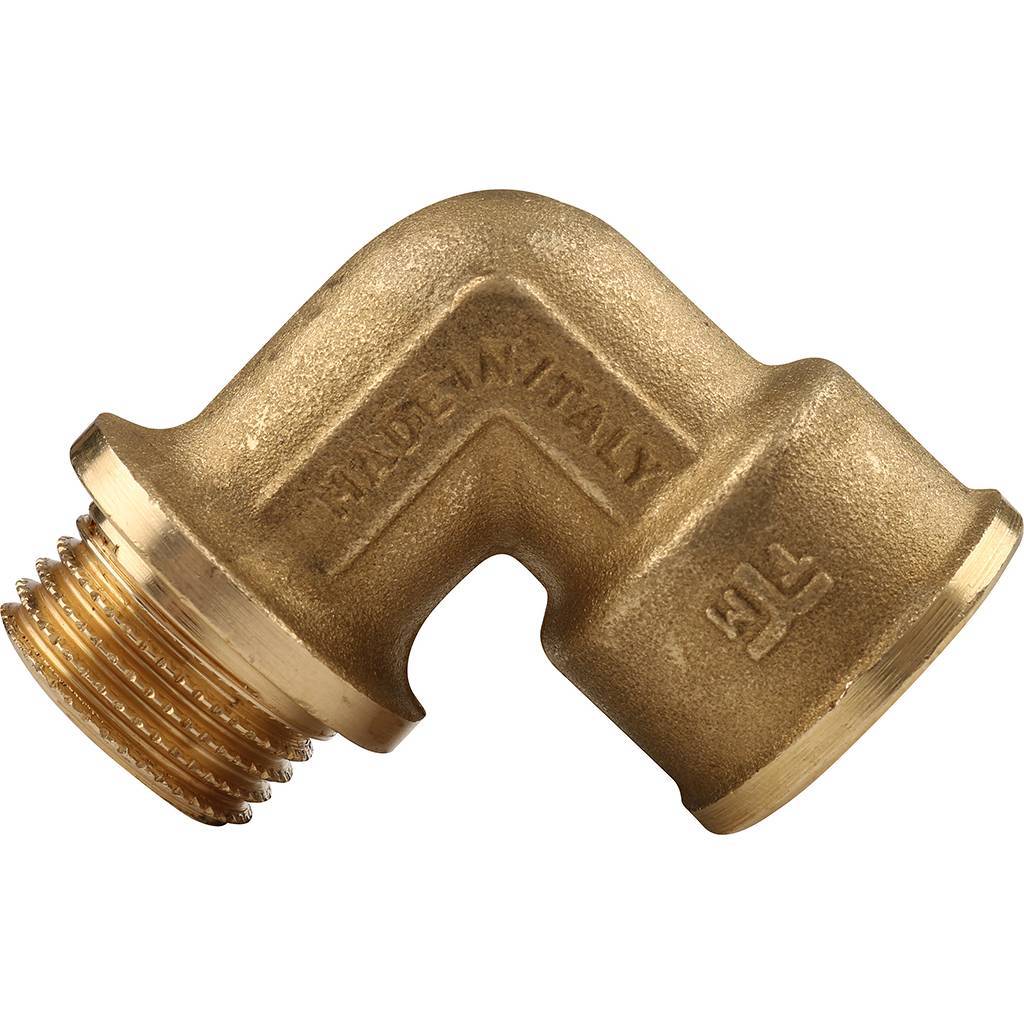 Угольник TIEMME НВ с упором 1/2х1/2 для стальных труб резьбовой, 1500048