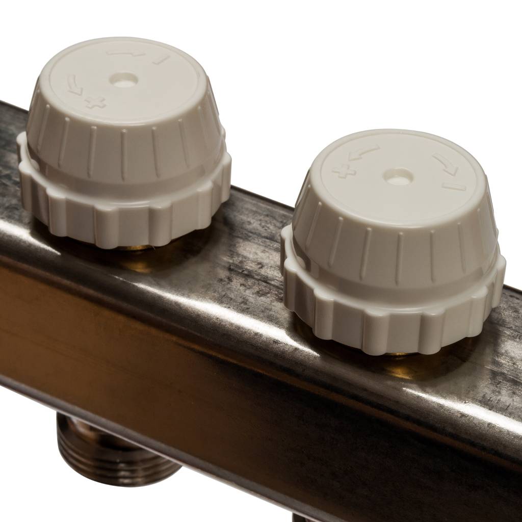 Коллектор из нержавеющей стали с расходомерами, с клапаном вып. воздуха и сливом STOUT 10 выходов, SMS-0927-000010