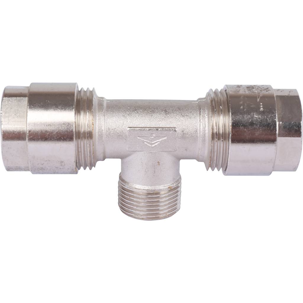 Тройник с нар.резьбой Prandelli Multyrama (26х3,0х3/4) для металлопластиковых труб винтовой, 103.07.12.6