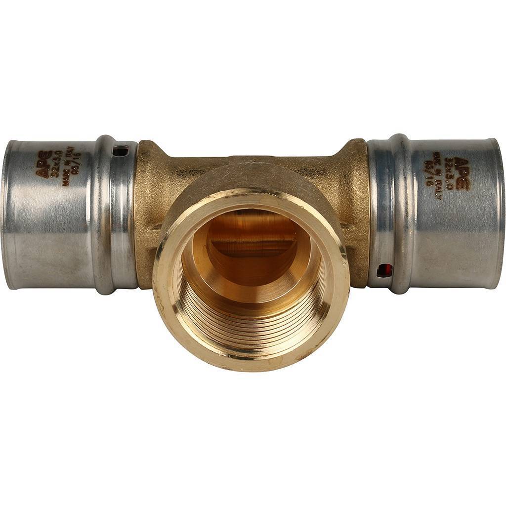 Тройник-переходник STOUT с внутренней резьбой 32х1 х32 для металлопластиковых труб прессовой, SFP-0007-000132