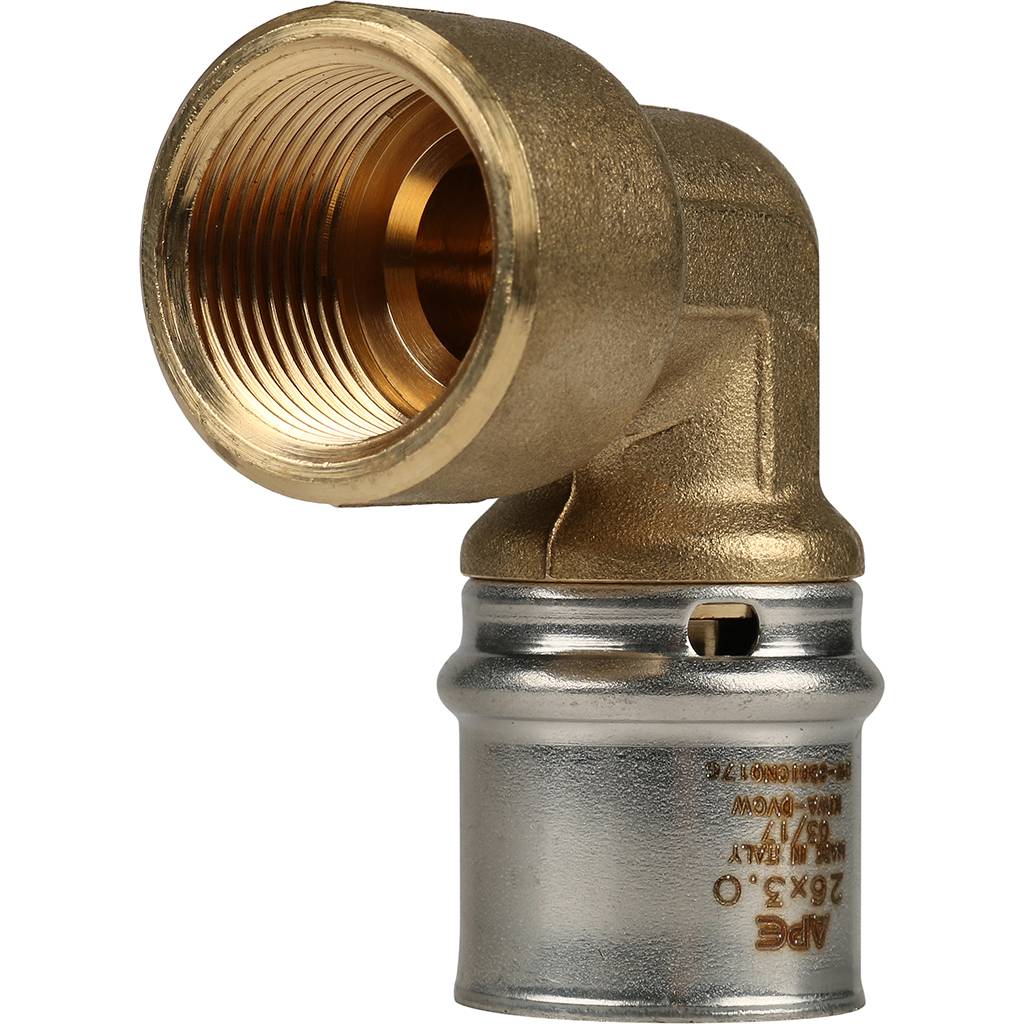 Угольник-переходник STOUT с внутренней резьбой 3/4 х26 для металлопластиковых труб прессовой, SFP-0010-003426