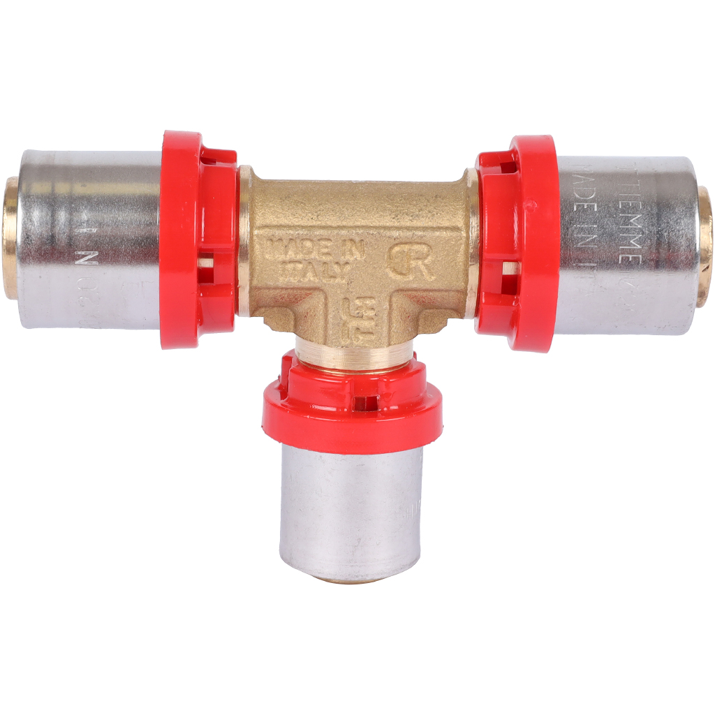 Тройник TIEMME редукционный 20x16x20 для металлопластиковых труб прессовой, 1650008