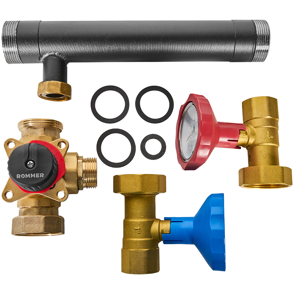 Насосная группа ROMMER с 3-х ходовым приводным смесителем 1  без насоса RDG-0003-012501