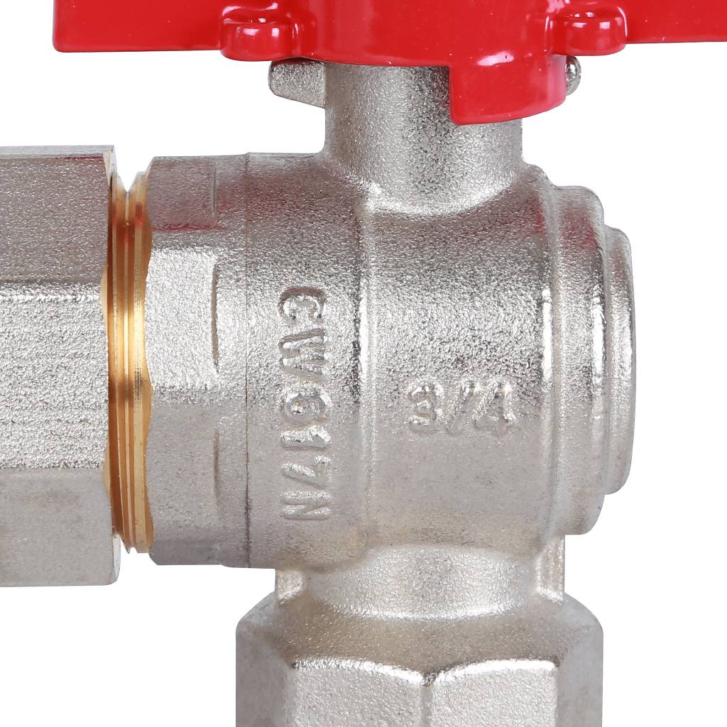 Кран шаровой ROMMER угловой с американкой 3/4 ВН/НР, ручка бабочка, RBV-0006-0610220