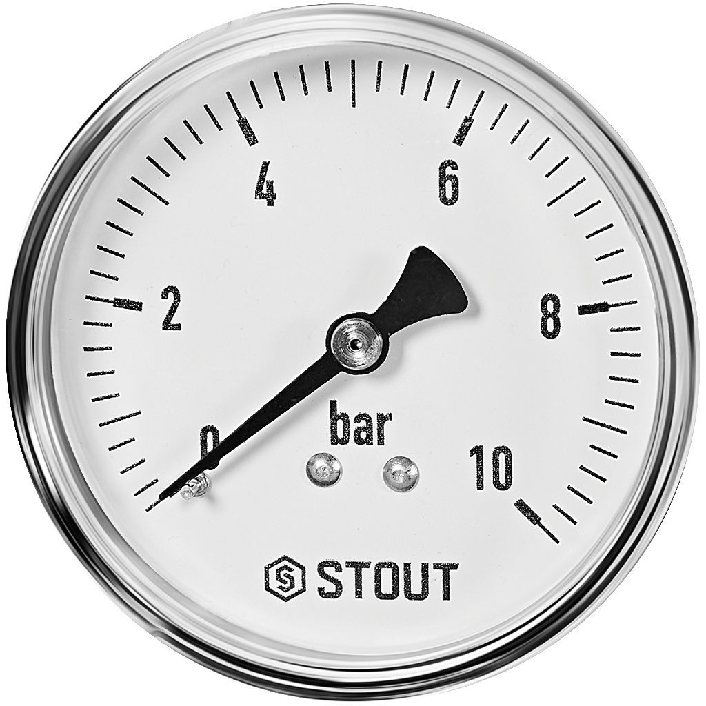 Манометр аксиальный STOUT корпус Dn 63 мм 1/4 , 0...10 бар, кл.2.5