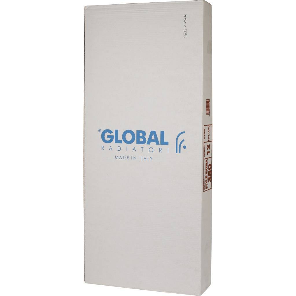 Радиатор биметаллический Global STYLE EXTRA 350 12 секций боковое подключение (белый RAL 9010), STE03501012