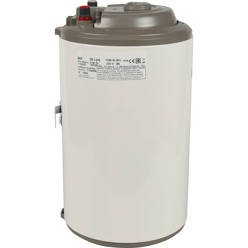 Водонагреватель накопительный 10 л. Baxi EXTRA R 501 SL вертикальный эмалированная сталь, A7110902