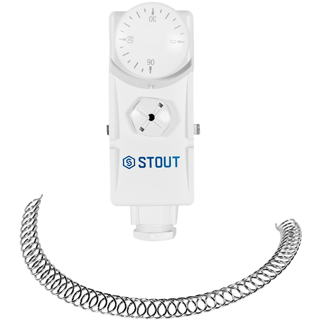 Термостат накладной механический STOUT с пружинным фиксатором 0-90°С, STE-1007-200090
