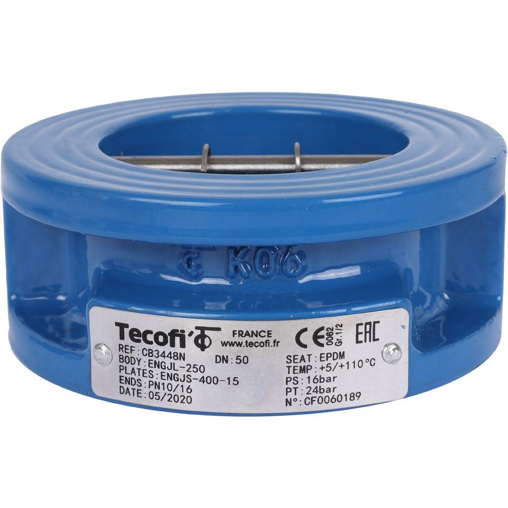 Клапан обратный Tecofi Ду50 Ру16 2/ств межфланцевый из чугуна, CB3448N-EP0050