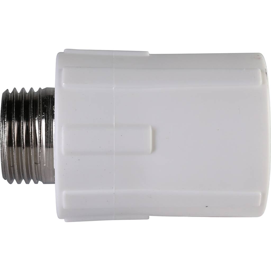 Муфта комбинированная Политэк 25х1/2 наруж. резьба для полипропиленовых труб под сварку (цвет белый)