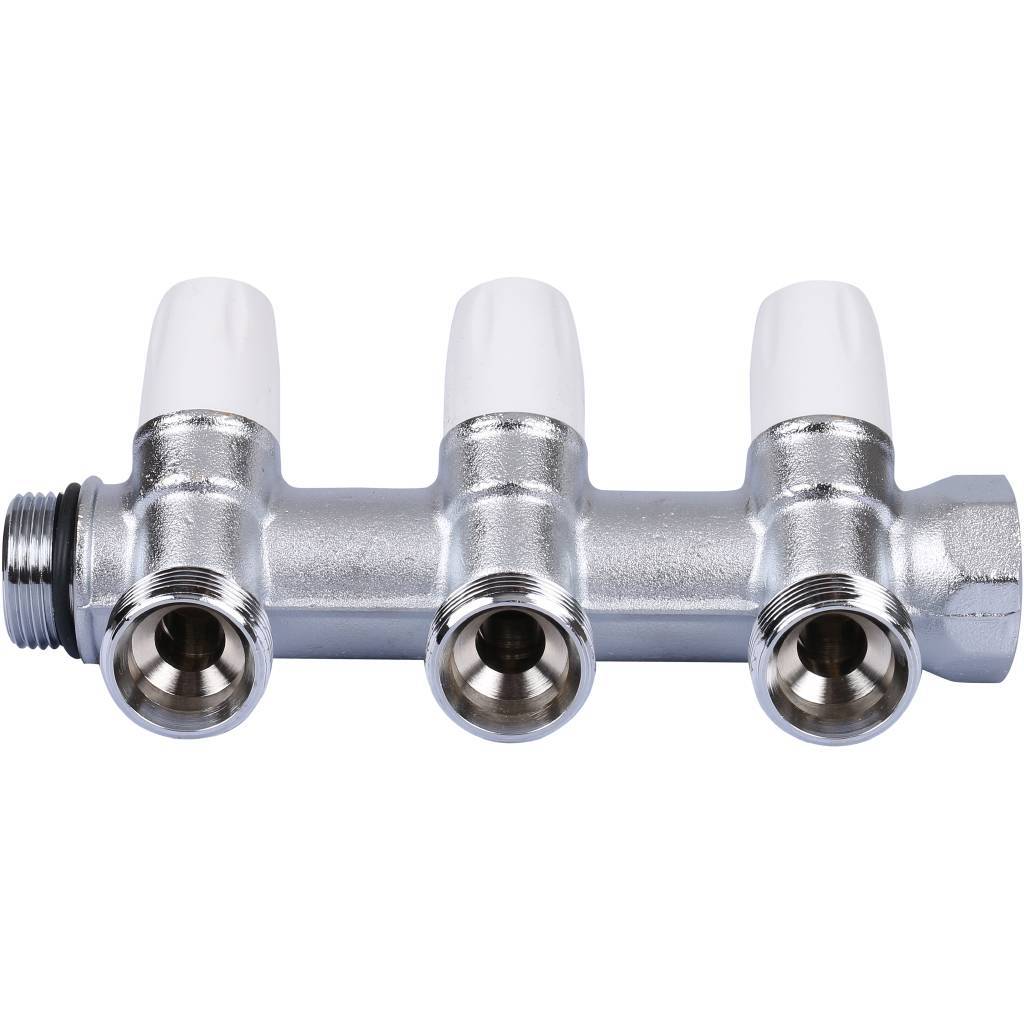 Коллектор на 3 выхода TIEMME с регулировочными вентилями 3/4х3/4 на 3 выхода
