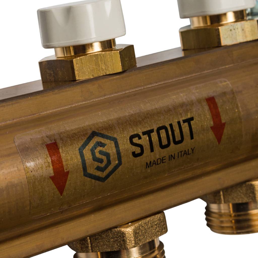 Распределительный коллектор из латуни без расходомеров STOUT 5 выходов, SMB 0468 000005