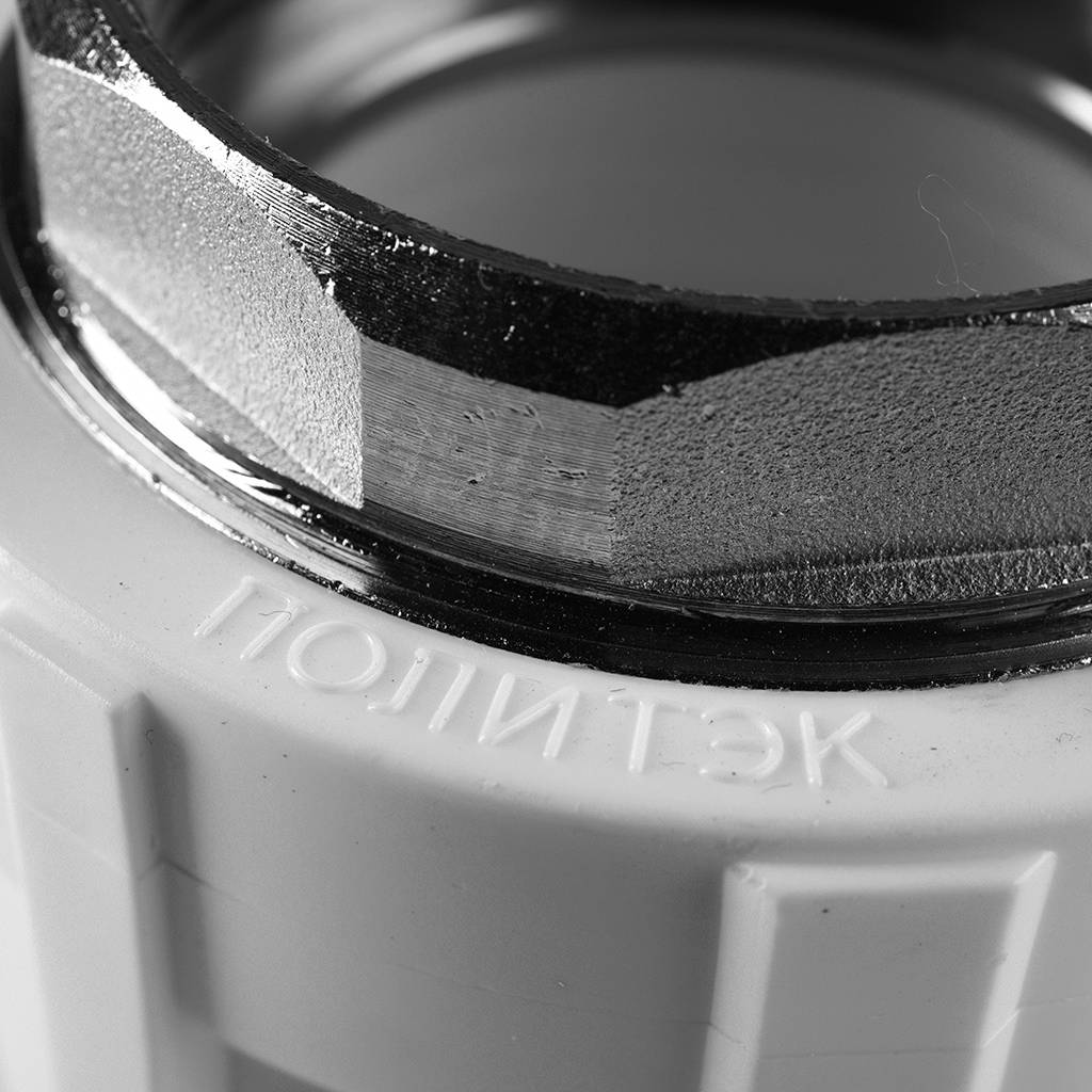 Муфта комбинированная Политэк 63x2 под шестигранник внутр. резьба для полипропиленовых труб под сварку (цвет белый), 9100006302