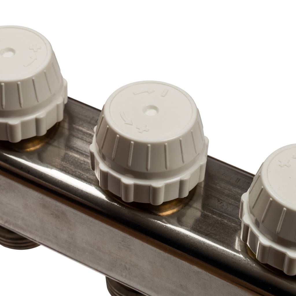 Коллектор из нержавеющей стали с расходомерами, с клапаном вып. воздуха и сливом STOUT 5 выходов, SMS-0927-000005