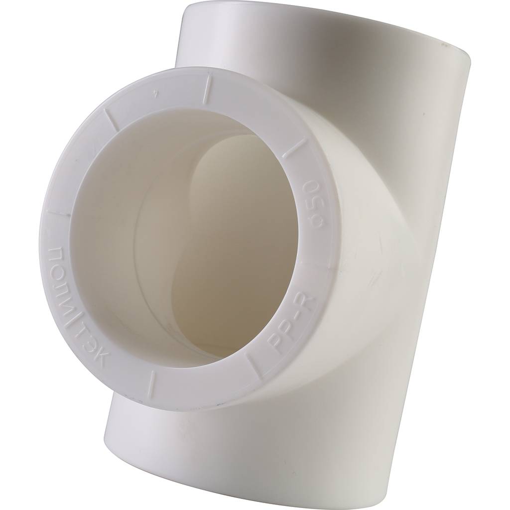 Тройник Политэк d=50 для полипропиленовых труб под сварку (цвет белый), 9000000450