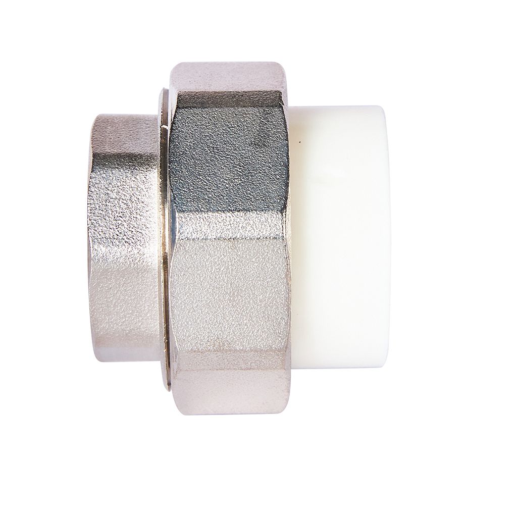 Муфта комбинированная Pro Aqua d=32-1 PP-R разъемная (американка) УСИЛЕННАЯ ВР Белая