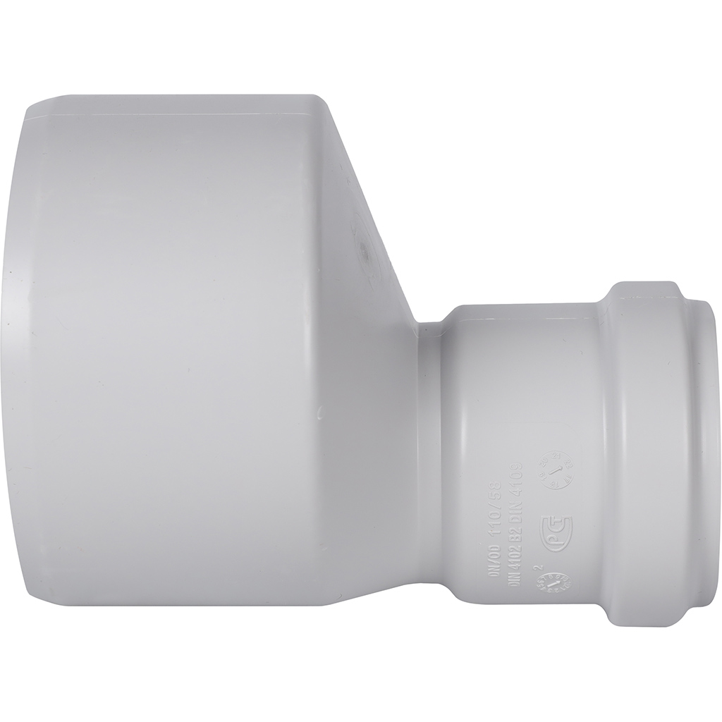 Переход эксцентрический канализационный бесшумный STOUT D110х58, SKB-0013-011058